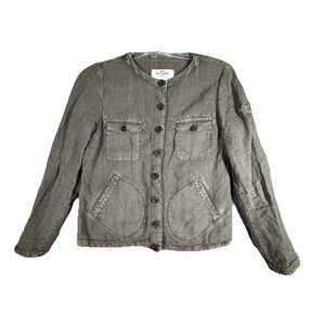 Escales Paris Jacket Womens XL Gray‎ Linen Lightweight Utility Bohemian Preppy